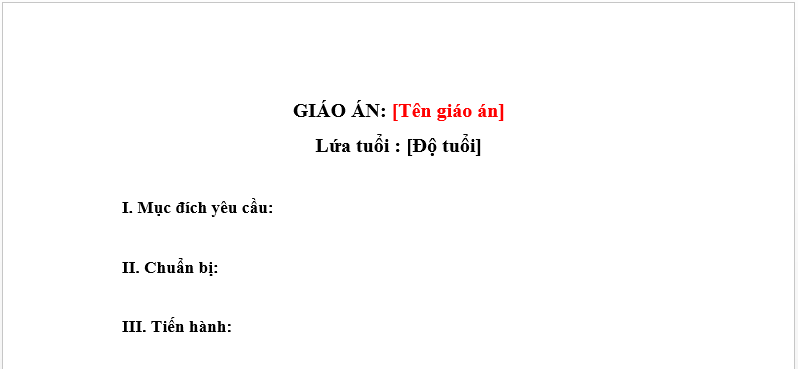 Màn hình file mẫu giáo án